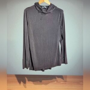 Buki Black Hooded XL Long Sleeve Cowl Neck Top